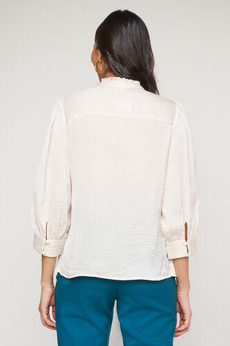 Cream Solid Curved Top, Cream, image 4